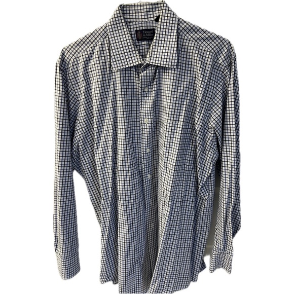 Kenneth Gordon for Howard & Miller blue and black plaid button down, size 17-35. - Picture 1 of 4